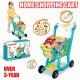 Plastic Kids' Supermarket Shopping Cart Set with Accessories (Fruits & Vegetables & Snack Boxes) for Children Toys