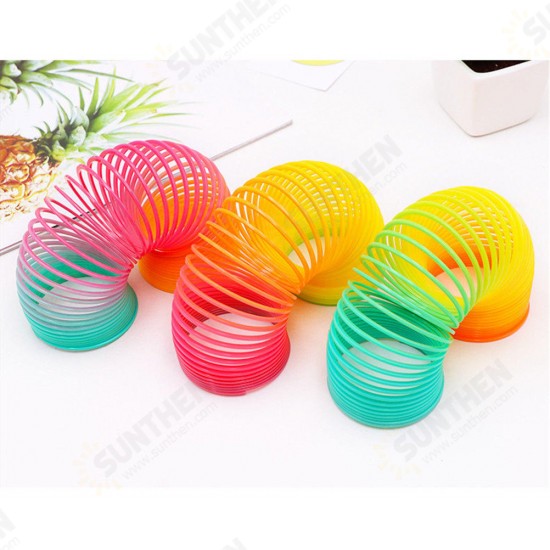 Plastic Rainbow Circle Folding Coil Colorful Spring Children Funny Classic Toy Development Toys Gift