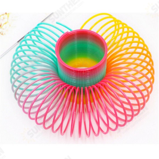 Plastic Rainbow Circle Folding Coil Colorful Spring Children Funny Classic Toy Development Toys Gift