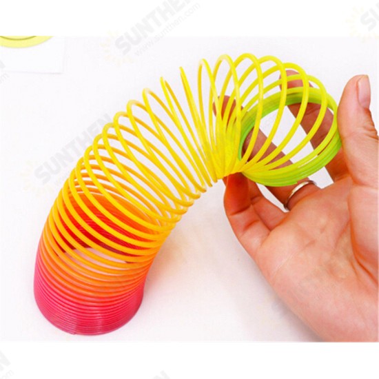 Plastic Rainbow Circle Folding Coil Colorful Spring Children Funny Classic Toy Development Toys Gift