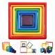 Square 7-piece 6.1 x 6.1 x 1.73inch Wooden Rainbow Stacking Toy nested stack games Building blocks