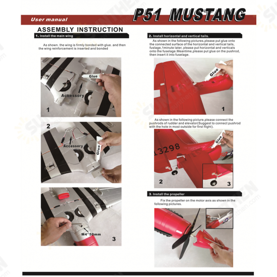 Mustang P51 V2 EPO 1200mm Wingspan RC Airplane Fixed Wing KIT/PNP