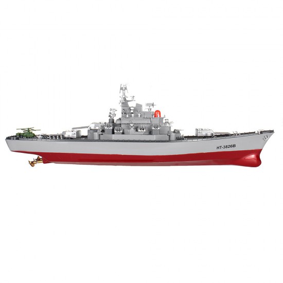 HT 1/250 3826B RTR 6.8km/h 2.4G 4CH RC Boat Vehicles Dual Motors Millitary Warship Battleship LED Lighting Models