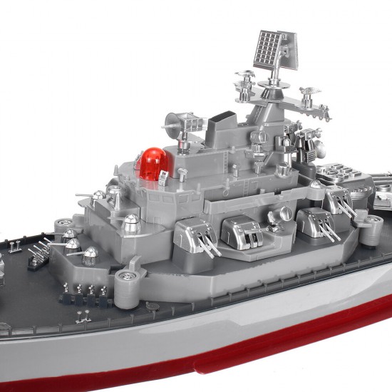 HT 1/250 3826B RTR 6.8km/h 2.4G 4CH RC Boat Vehicles Dual Motors Millitary Warship Battleship LED Lighting Models