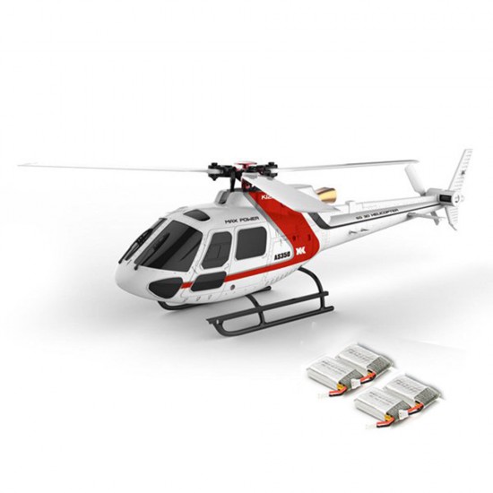 K123 6CH Brushless 3D6G System AS350 Scale RC Helicopter Compatible with FUTAB-A S-FHSS 4PCS 3.7V 500MAH Lipo Battery