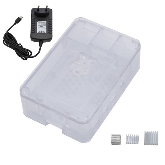 Black/White/Transparent Raspberry Pi ABS Case Enclosure Box V4 With Heat Sink + 5V3A Power Supply EU Plug DIY Kit For Raspberry Pi 4B