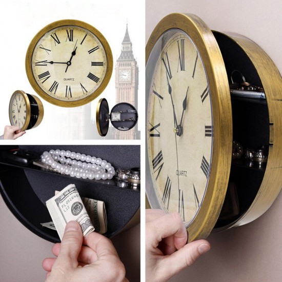 Vintage Wall Clock Safe Box Hidden Secret Storage Box Wall Clock Safe Money Jewelry Valuables Storage Box Home Decoration