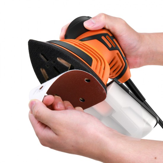 TS-SD2 130W Mouse Detail Sander Small Sander with 12Pcs Sandpapers Dust Collection Box Hand Sander EU/US Plug