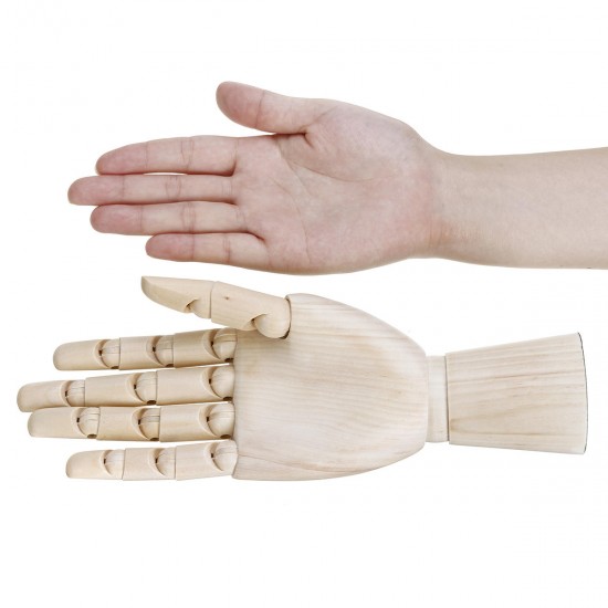 7/8/10/12 Inch Wooden Hand Body Artist Medical Model Flexible Jointed Wood Sculpture DIY Education