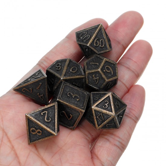 7Pcs Metal Polyhedral Dice DnD RPG TRPG Games Dices SET With Storage Bag