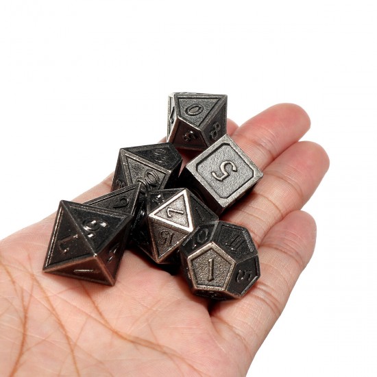 7Pcs Metal Polyhedral Dice DnD RPG TRPG Games Dices SET With Storage Bag