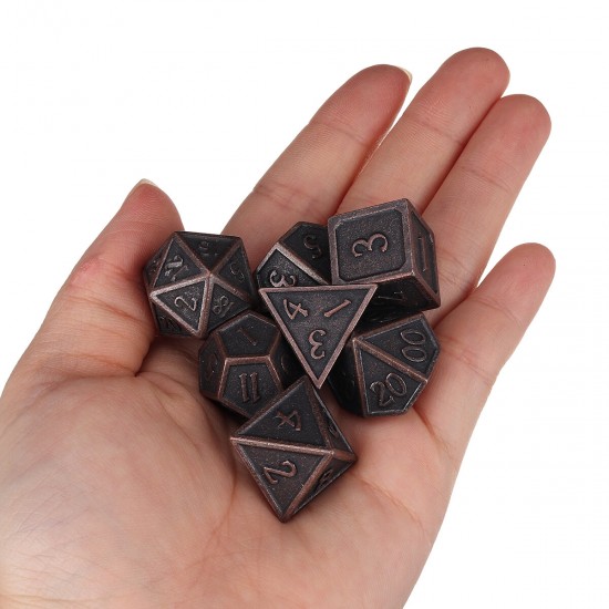 7Pcs Metal Polyhedral Dice DnD RPG TRPG Games Dices SET With Storage Bag