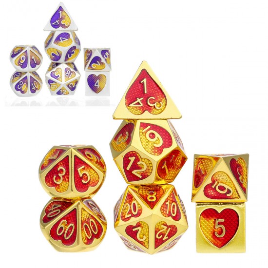 7Pcs Zinc Alloy Polyhedral Dices for Dungeons & Dragons D20 D12 D10 D8 D6 D4 Desktop Games