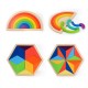 Colorful Rainbow Wooden Blocks Jigsaw Puzzle Toys Kids Learning Educational Game