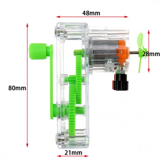 Handheld Manual Electricity DC Crank Generator Mini Fan Science Experiment Model Kit