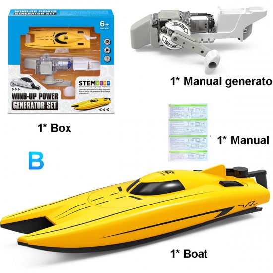 Kids Manual Crank Generator Boat Car Outdoor Pool Teens Educational Toys Kits