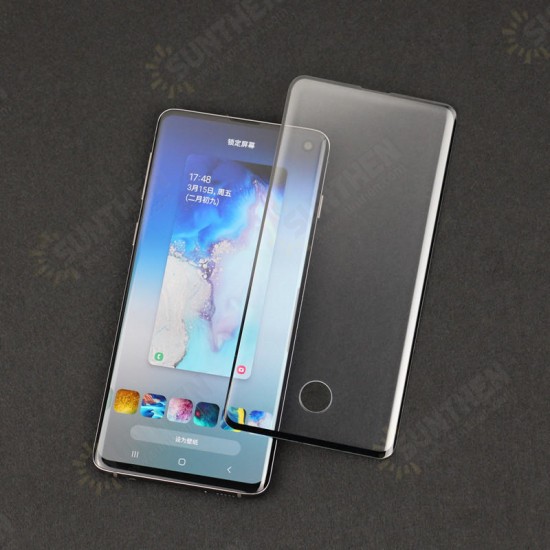 Ultrasonic Fingerprint Unlock 3D Curved Edge Full Glue Tempered Glass Screen Protector for Samsung Galaxy S10 6.1inch