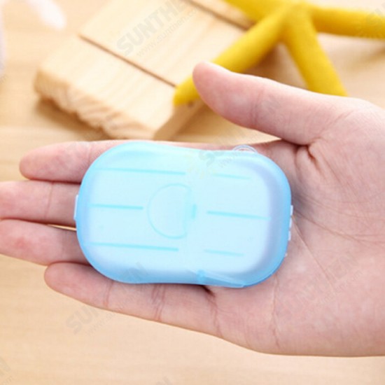 20Pcs Mini Portable Outdoor Disposable Hand Washing Soap Paper with Cute Soap Box Cleaning Supplies