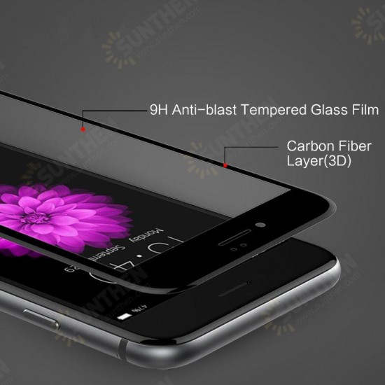 3D Soft Edge Carbon Fiber Tempered Glass Screen Protector For iPhone 7