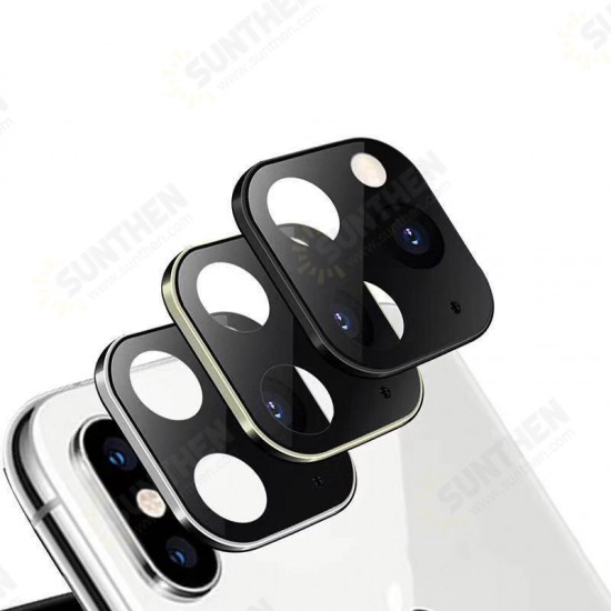 Converted Change iPhone XS to iphone 11 Pro Max Second Change Metal + Tempered Glass 2 in 1 Anti-scratch Phone Camera Lens Protector for iPhone XS