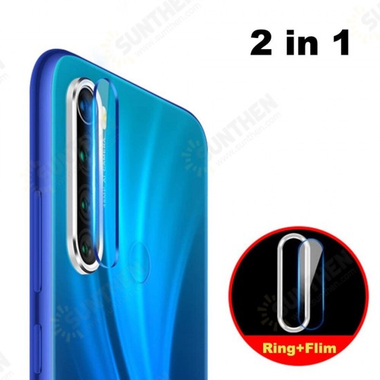 Anti-scratch Aluminum Metal Circle Ring + Tempered Glass Rear Phone Lens Protector Non-original for Xiaomi Redmi Note 8