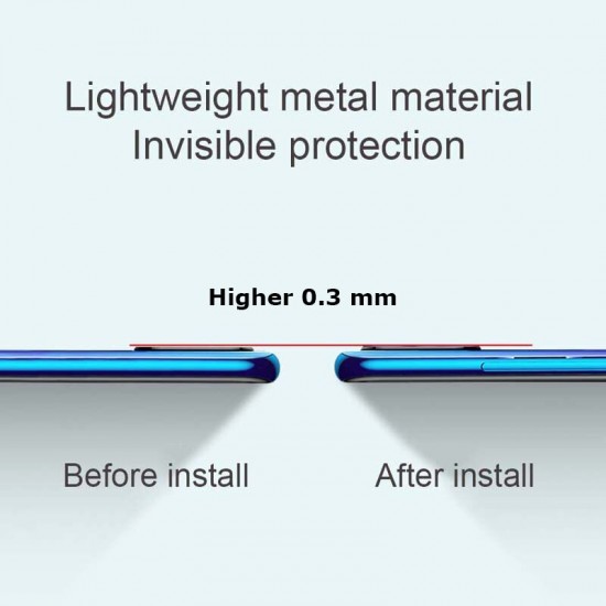 For Xiaomi Redmi 9 Anti-Scratch Aluminum Alloy Metal Circle Ring + HD Soft Tempered Glass Rear Phone Lens Protector Non-original