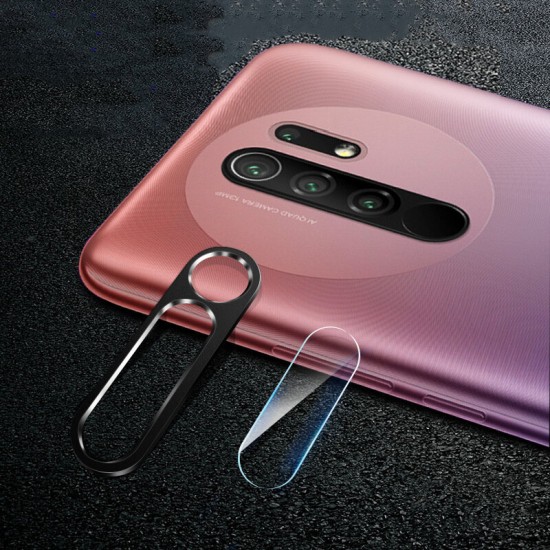 For Xiaomi Redmi 9 Anti-Scratch Aluminum Alloy Metal Circle Ring + HD Soft Tempered Glass Rear Phone Lens Protector Non-original