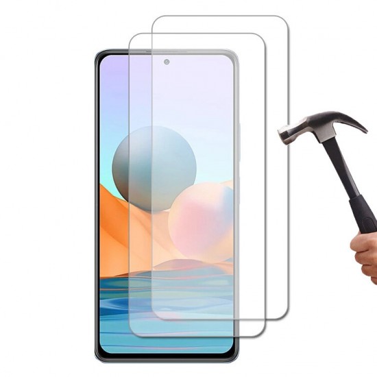 For Xiaomi Redmi Note 10 Accessories Set 2Pcs 9H Anti-Explosion Tempered Glass Screen Protector + 2Pcs HD Clear Ultra-Thin Phone Lens Protector Non-Original