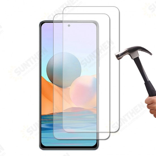 For Xiaomi Redmi Note 10 Accessories Set 2Pcs 9H Anti-Explosion Tempered Glass Screen Protector + 2Pcs HD Clear Ultra-Thin Phone Lens Protector Non-Original