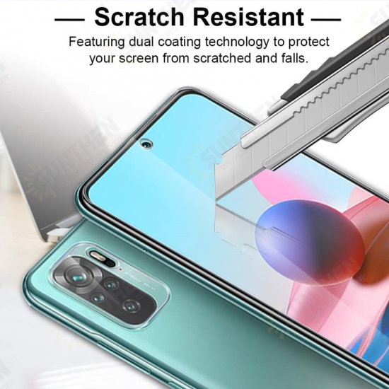 For Xiaomi Redmi Note 10 Accessories Set 2Pcs 9H Anti-Explosion Tempered Glass Screen Protector + 2Pcs HD Clear Ultra-Thin Phone Lens Protector Non-Original