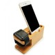 Bamboo Universal Dock Station Bracket Cradle Stand Holder for under 8 inch Smartphone iPhone Apple Watch