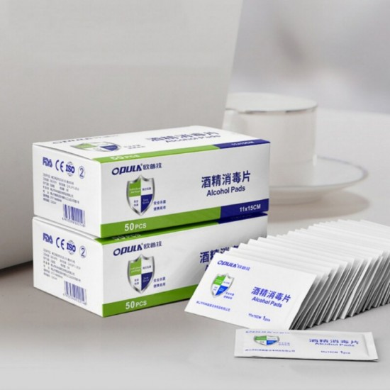 50Pcs 11*15cm 75% Alcohol Disposable Disinfection Prep Swap Pads Skin Cleaning Wet Wipes Jewelry Watch Clean Wipe