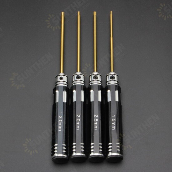 4pcs 1.5/2.0/2.5/3.0mm Hex Screwdriver Bit HSS Titanium Coated Repair Tool Set