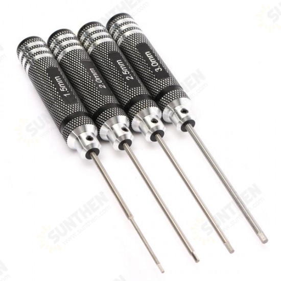 4pcs Hex Screwdriver Tool Kit 1.5/2.0/2.5/3.0mm Black Repair Tool Set