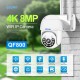 QF800 8MP Pan/Tilt AI Humanoid Detection Auto Tracking Cloud Storage Waterproof WiFi IP Camera Two Way Audio Night Vision ICSEE APP