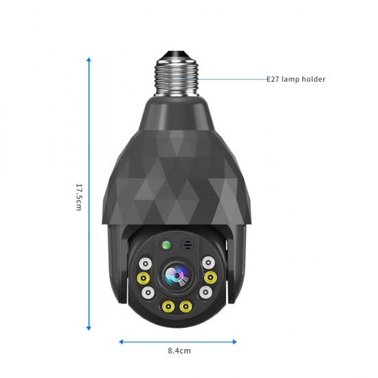 HD 1080P WIFI IP E27 Camera Surveillance 8 LED Diamond Bulb Ball Camera Smart Dual light Night Vision with E27 Base