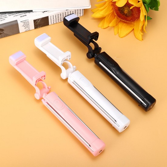 A19 80cm All in 1 bluetooth Remote Extendable Multi-angle Rotation Tripod Selfie Stick With Fill Light for Smartphones