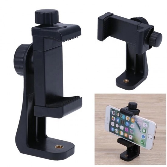 Universal 1/4 Screw Hole Phone Clip 360 Degree Rotatable Desk Phone Clamp Range 58-108mm Holder for Broadcast