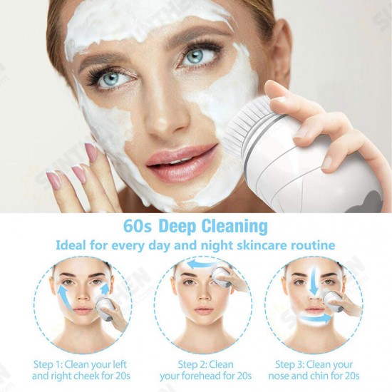 Facial Cleansing Brush Mini Electric Facial Brush Exfoliating Blackhead Removal Waterproof 3 in 1 Face Brush Skin Care