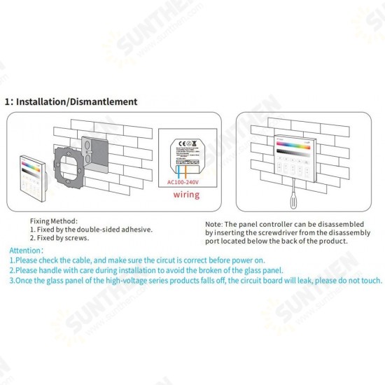 ZJ-TRBM-RGBW-A bluetooth Mesh RGBW Touch Remote Panel Dimmer Controller Work With Amazon Alexa Google Home AC100-240V