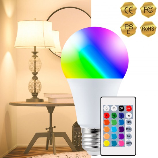 AC-85-265V E27 LED RGBW Light Bulb with Remote Control 4 Dynamic Lighting Modes