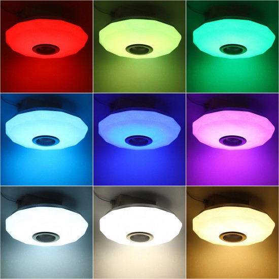 AC180-265V Modern RGBW LED Ceiling Light bluetooth App Music Speaker Lamp + Remote Control