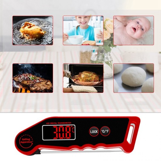 LED Meat Thermometer Digital Thermometer Fast Reading in 3 Seconds with Backlight and Calibration For Kitchen