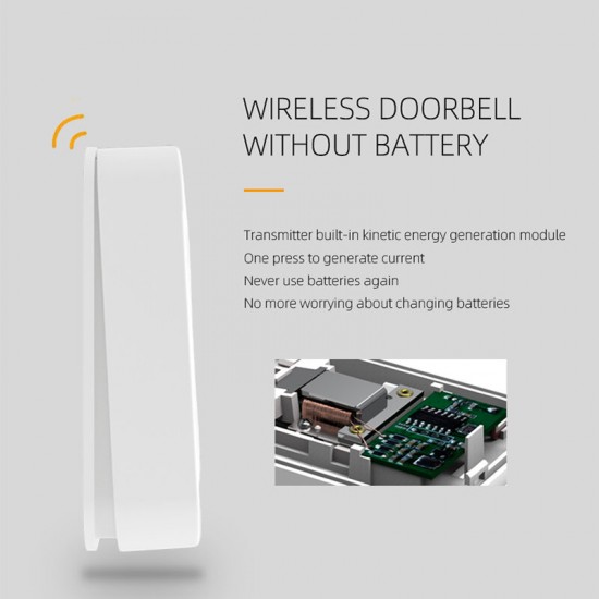 ML-A2 433MHz Wireless Pressing Self-powered Doorbell Long Distance Waterproof Elderly Pager For Smart Home