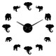 Jungle Animals Elephant DIY Large Wall Clock Home Decor Modern Design Mirror Effect Giant Frameless Elephants DIY Clock Watch