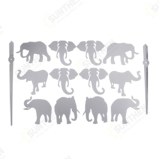 Jungle Animals Elephant DIY Large Wall Clock Home Decor Modern Design Mirror Effect Giant Frameless Elephants DIY Clock Watch