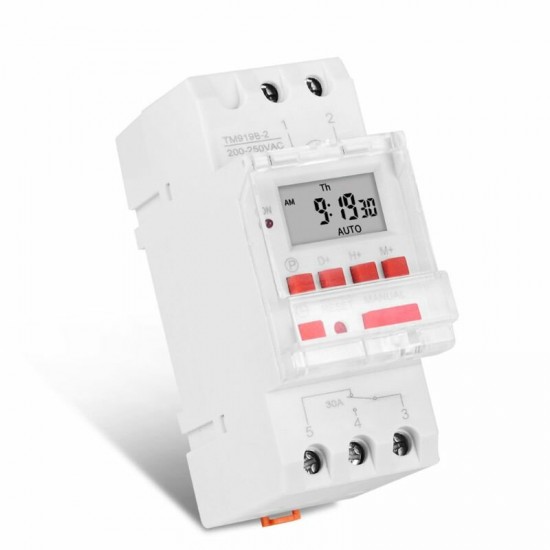 TM919B 30A Timer Switch Time Controller Automatic Cycle Timing Switch Output Built-in Battery