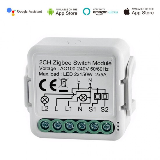 Tuya ZB Two Way Smart Switch Module 110-240V Control Light Switch Controller Automation Module Relay Work With Alexa/Google Home