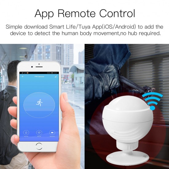 WIFI PIR Motion Sensor Wireless Passive Infrared Detector Security Burglar Alarm Sensor Tuya APP Control Smart Home