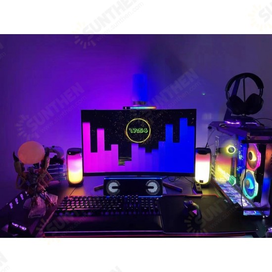 Voice-activated Pickup Ambient Light Car with USB Desktop RGB Pollution Spectrum Rhythm Screen Hanging Light Atmosphere Game Light